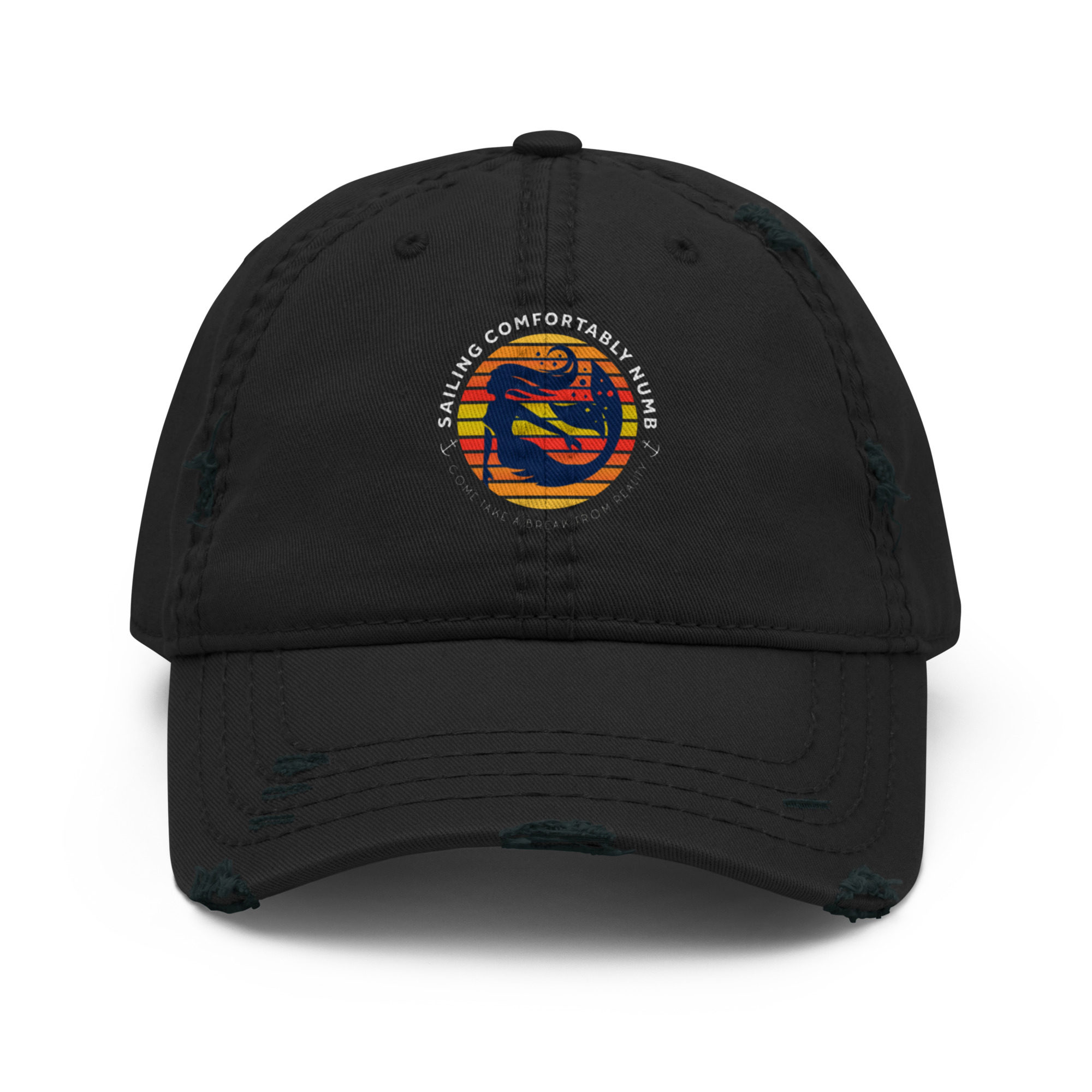 Distressed Dad Hat 1 midweight hoodie front design