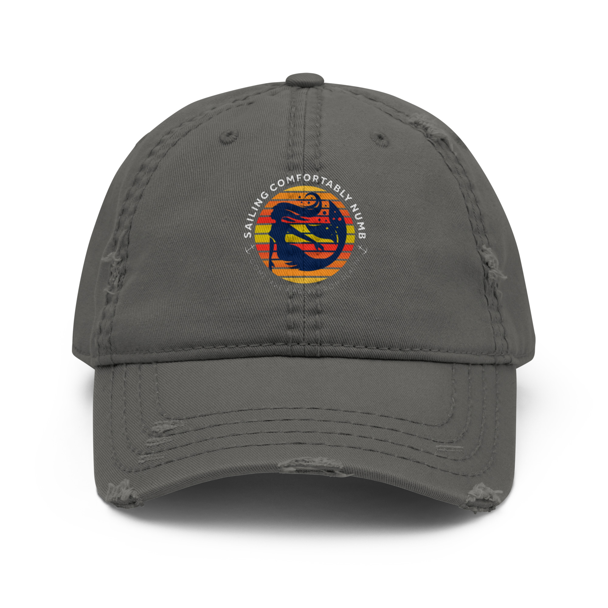 Distressed Dad Hat 2 midweight hoodie front design