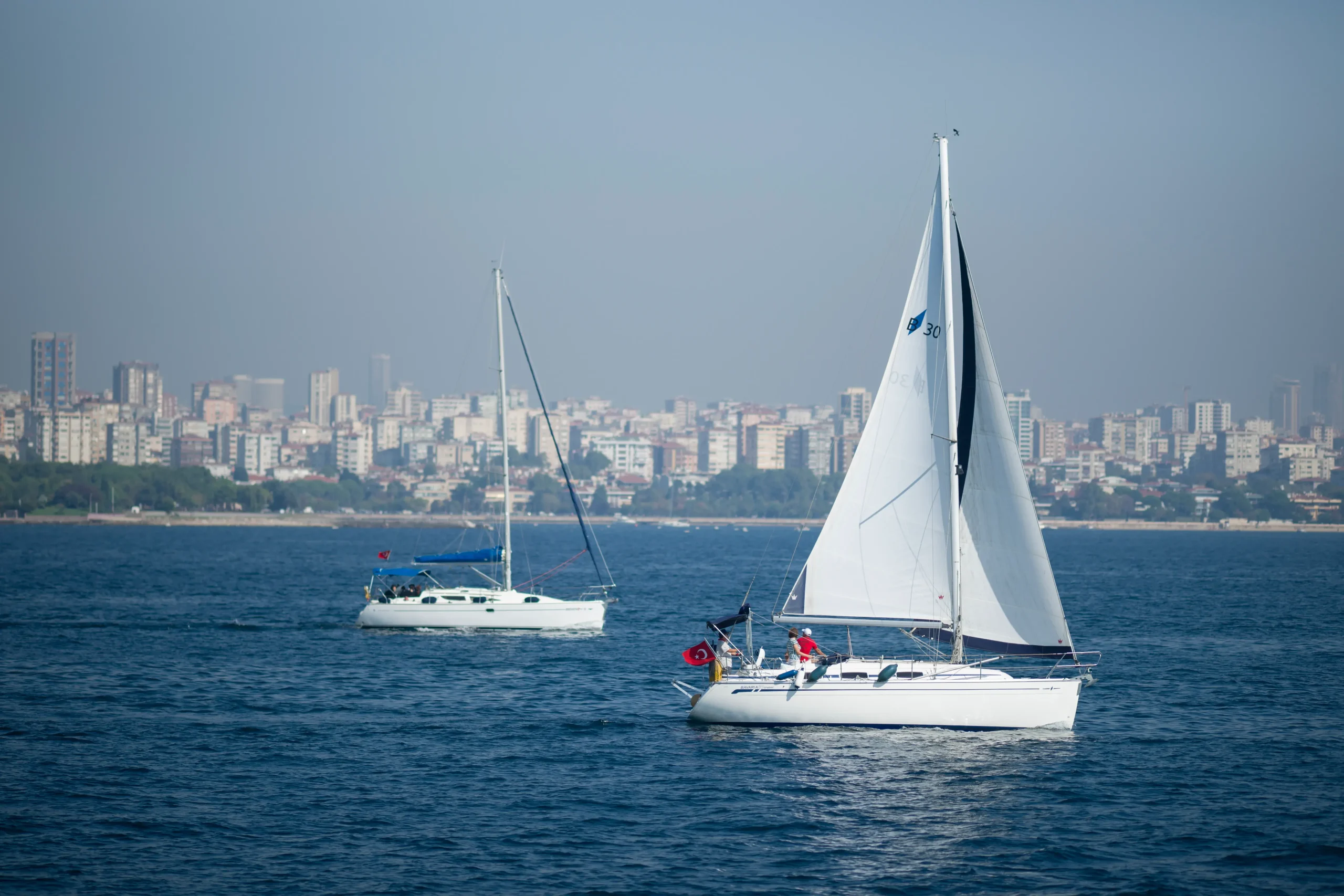Catamaran charter on calm sea during sailing trip